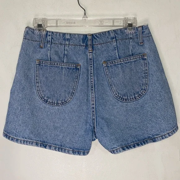 MODA INTL Vintage Y2K Lace Up Tie Side Zipper 100% Cotton Denim Shorts Size 27 - Picture 12 of 14